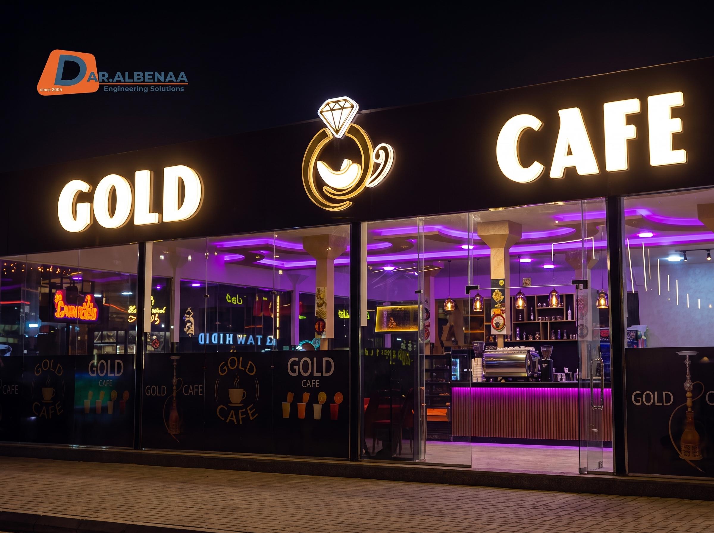 Gold Cafe | Premium Interior Fit-out | Daralbenaa.co | Suez